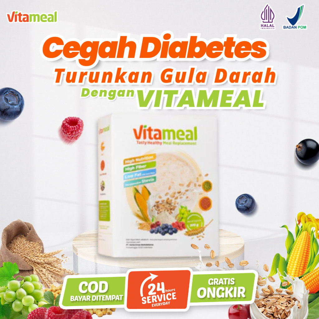 

Vitameal Original Sereal Sehat Mencegah Diabetes Kolesterol dan Turunkan Gula Darah Cocok untuk Diet