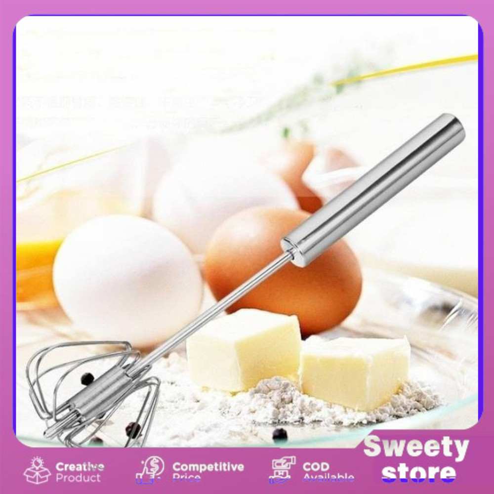 Sweety Store Indonesia-COD-Hand Mixer Mini Semi Otomatis Pengocok Telur Silver Hand Mixer Mini Elect