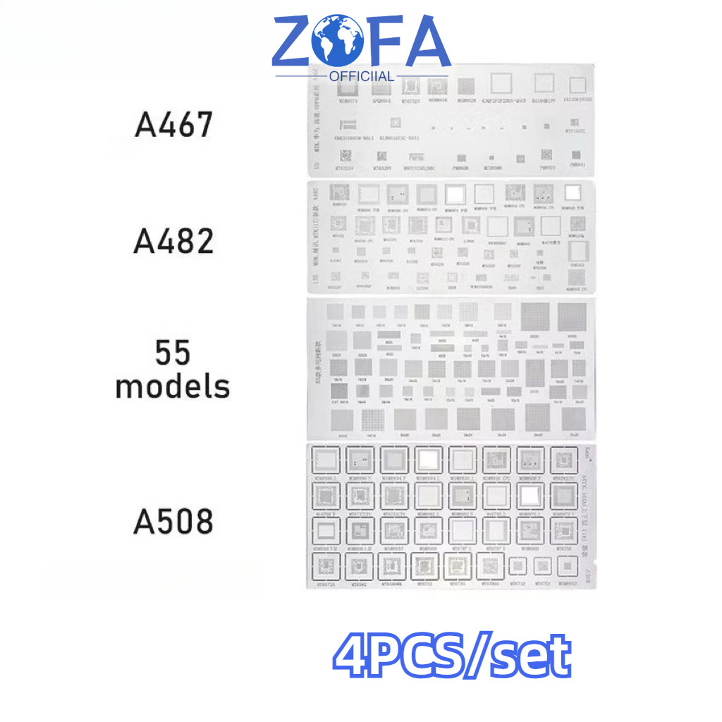 4buah/set Cetakan Universal IC Plat Amaoe Amaoe A467 / A482 / A508 / 55Models / Stencil Plat BGA Uni