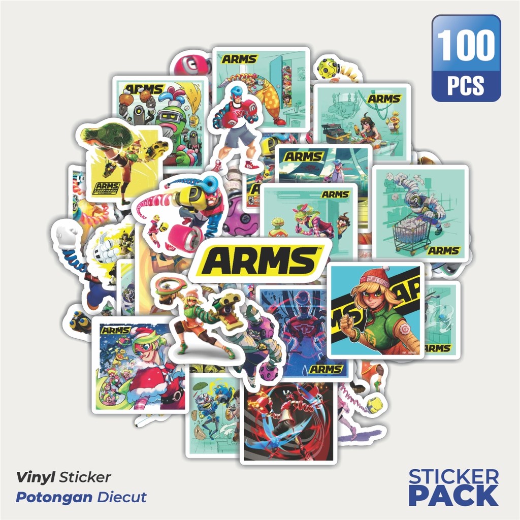 

100 PCS STIKER Stiker Game Series Nintendo Arms Karakter Mix Waterproof Aesthetic- Untuk Laptop, Motor, dan Helm - Paper Stationery Pack