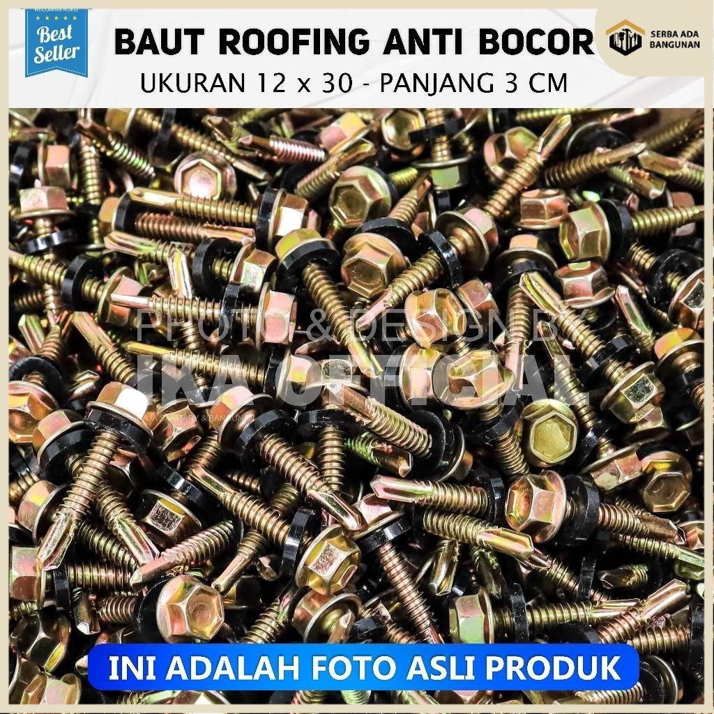 SAB Baut baja ringan l baut Skrup Baja Ringan 12 x 30 (3cm) Harga Termurah -10pcs / Mild Steel Bolts