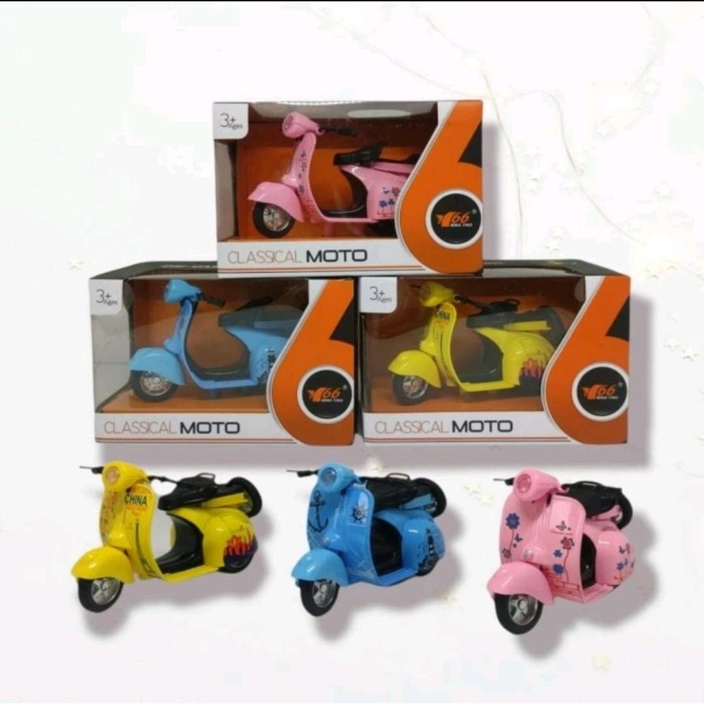 Mainan Diecast Motor Vespa - Classic Miniatur Scooter