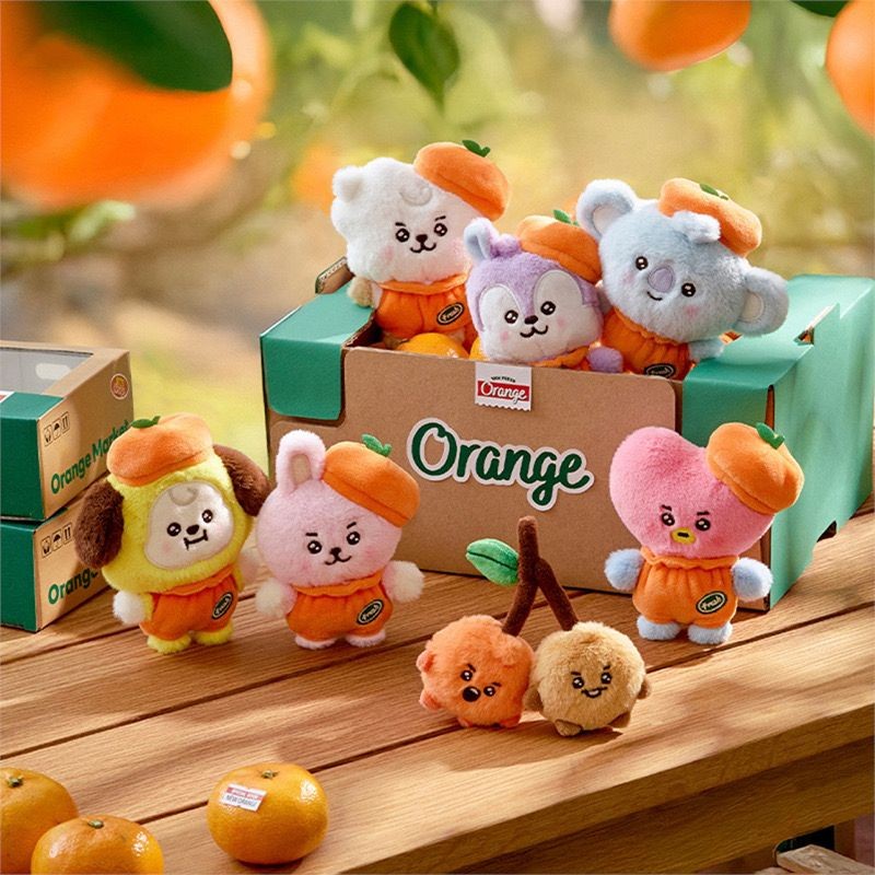 BTS  KEYCHAIN GANTUNGAN KUNCI BONEKA BAJU ORANGE TOPI ORANGE TATA COOKY CHIMMY KOYA MANG RJ VAN JUNG