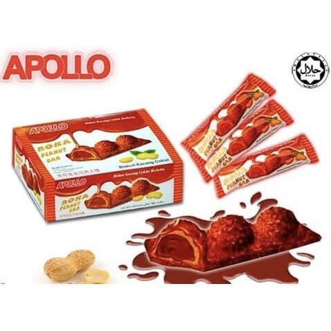 

Apollo Roka Peanut Bar Wafer Coklat Dengan Kacang Import ( 24pcs )