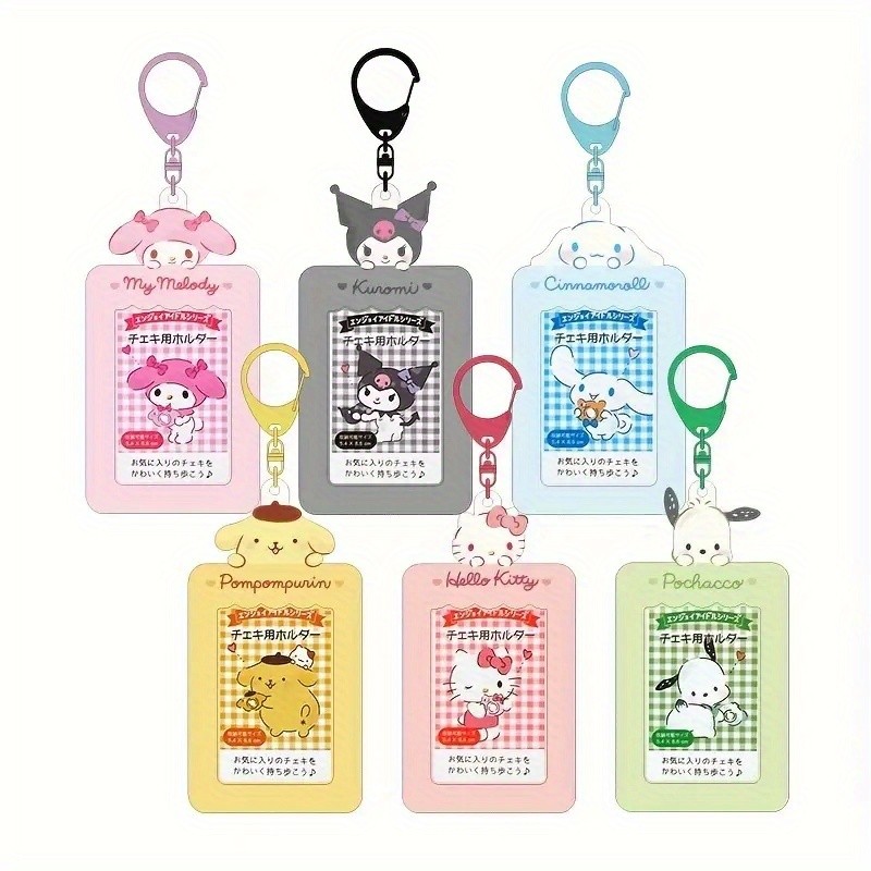 

1pc Sanrio Kawaii Kuromi Pochacco Hello Kitty Photocard Holder Keychain - Cute Character Design, Durable Plastic Multi-Use Card Case for Students, School, Bus, Meal Cards & Stationery Storage, Cute Card Holder