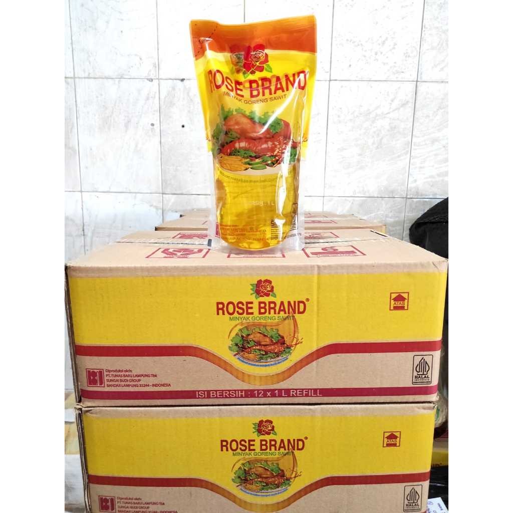 

1 DUS / Karton isi 12pcs Minyak Goreng Rose Brand Kemasan Pouch 1 Liter