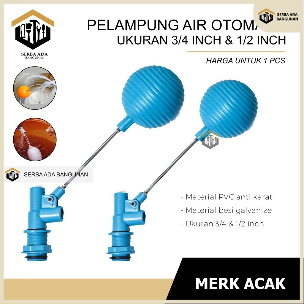 SAB PELAMPUNG AIR OTOMATIS MURAH  1/2" 3/4" KRAN AIR OTOMATIS PELAMPUNG BOLA PVC MIRIP SUNMATIC TERM