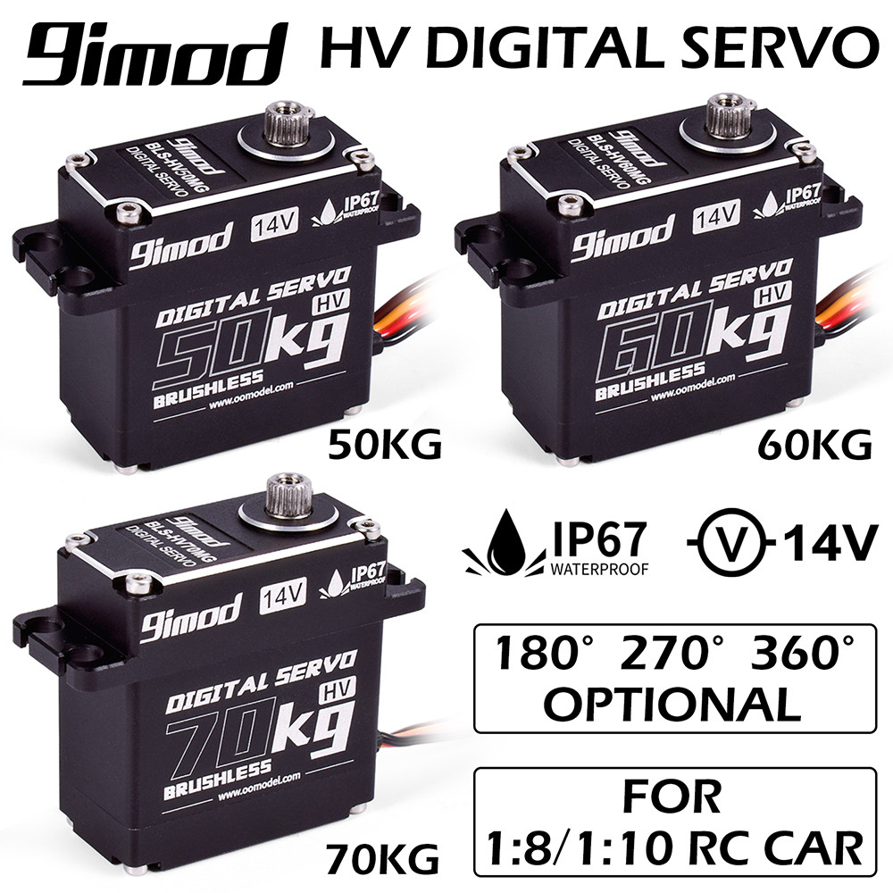 9imod Brushless Servo 70KG 60KG 50KG Waterproof RC Servo 
Motors Metal Gear 14V For 1/8 1/10 RC Craw