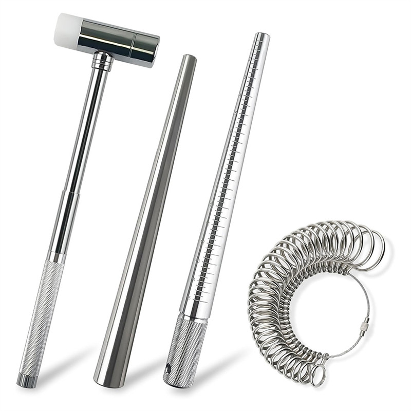 

AC23-4Piece Ring Sizer Measuring Tool,Ring Measurer And Ring Sizer Kit For Jewelry Making,Jewelry Mallet,Metal Ring Gauge Set
