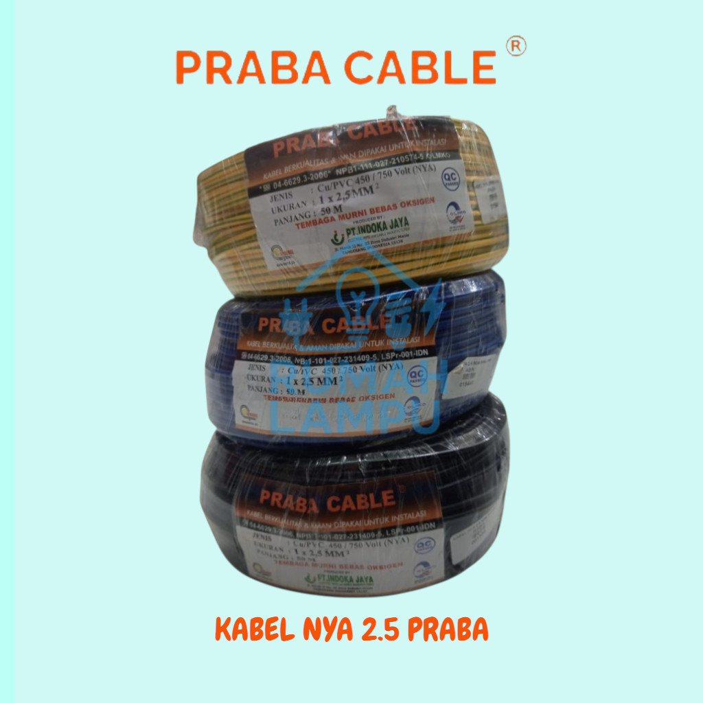 KABEL TUNGGAL KAWAT NYA 2.5 50M, 100M PRABA