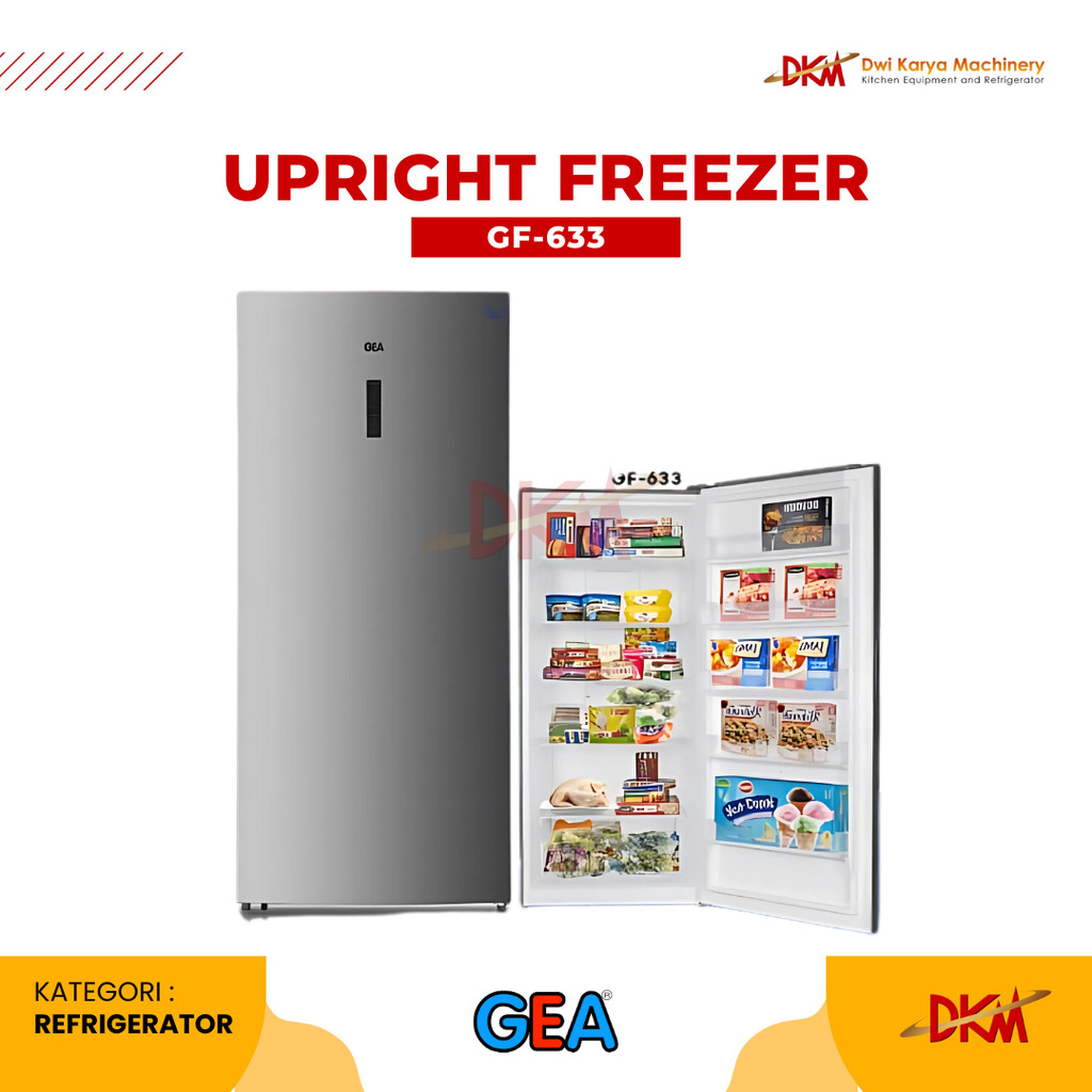 GEA Upright Freezer GF-633 - Freezer Upright 633 Liter Kapasitas Besar Inverter No Frost