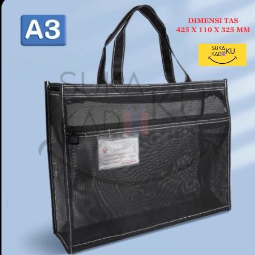 

Document Bag Zipper Mesh Map Organizer Dokumen Berkas A4 Transparan - Hitam