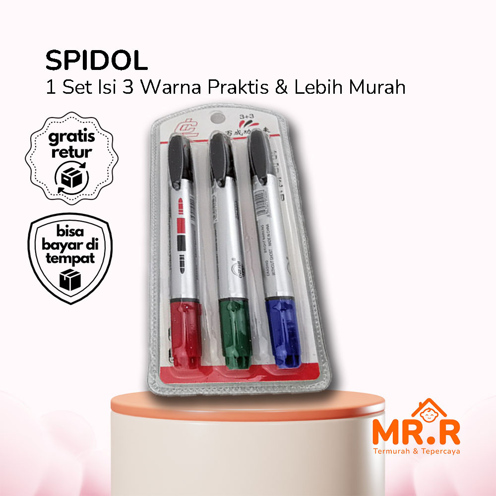 

Spidol Warna Permanen Tahan Lama Serbaguna 1 Set 3 Pcs Hitam Merah Biru Spidol Permanen Board Marker