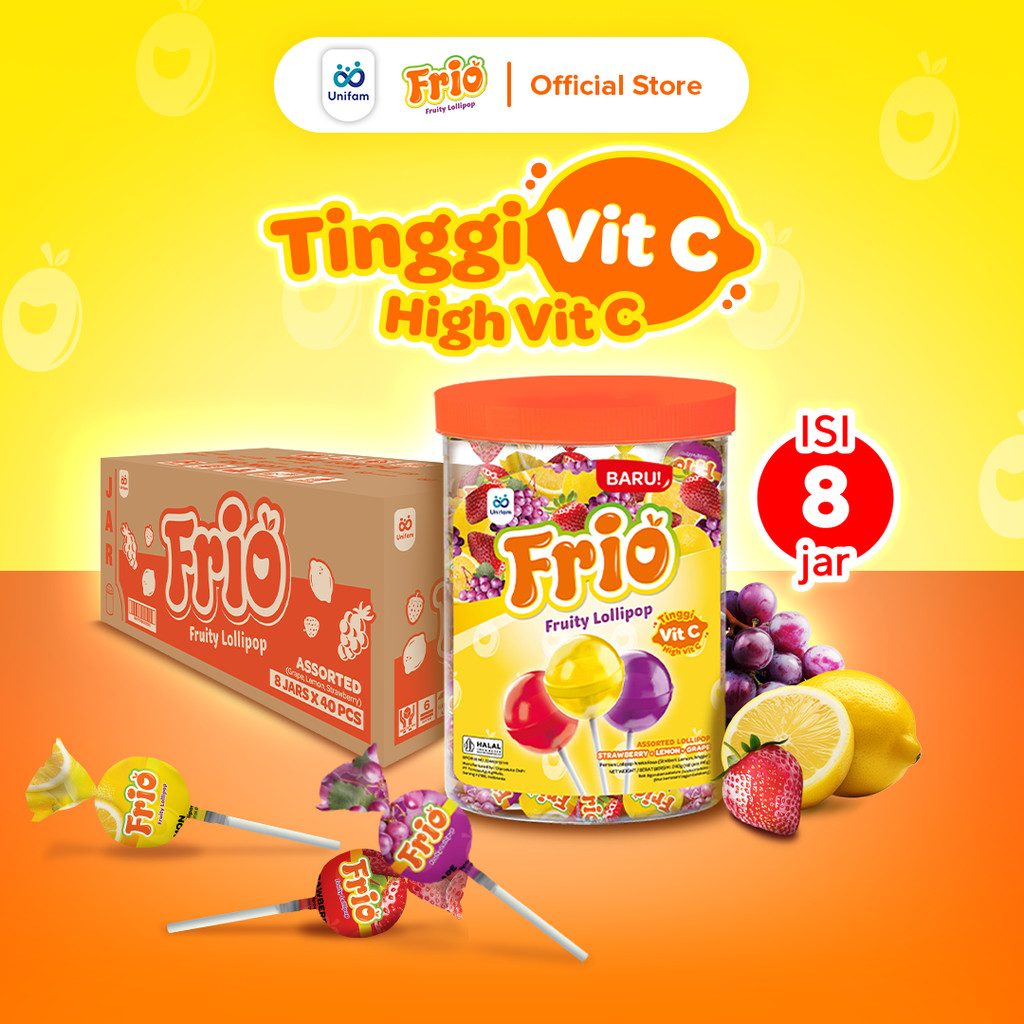 

[Karton] Frio Permen Lolipop Rasa Buah Jar (Isi 8 x 40 pcs)