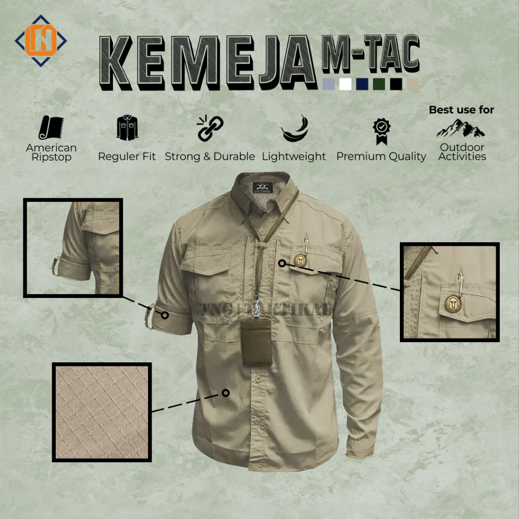 Kemeja Kerja Lapangan Tactical M-Tac Lengan Panjang Bahan Premium American Ripstop High Quality Regu