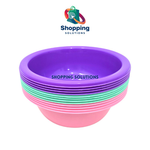 1 Lusin (12Pcs) Baskom, Basin Bulat Besar 3 Liter Plastik Warna Soft APP Kicthenware