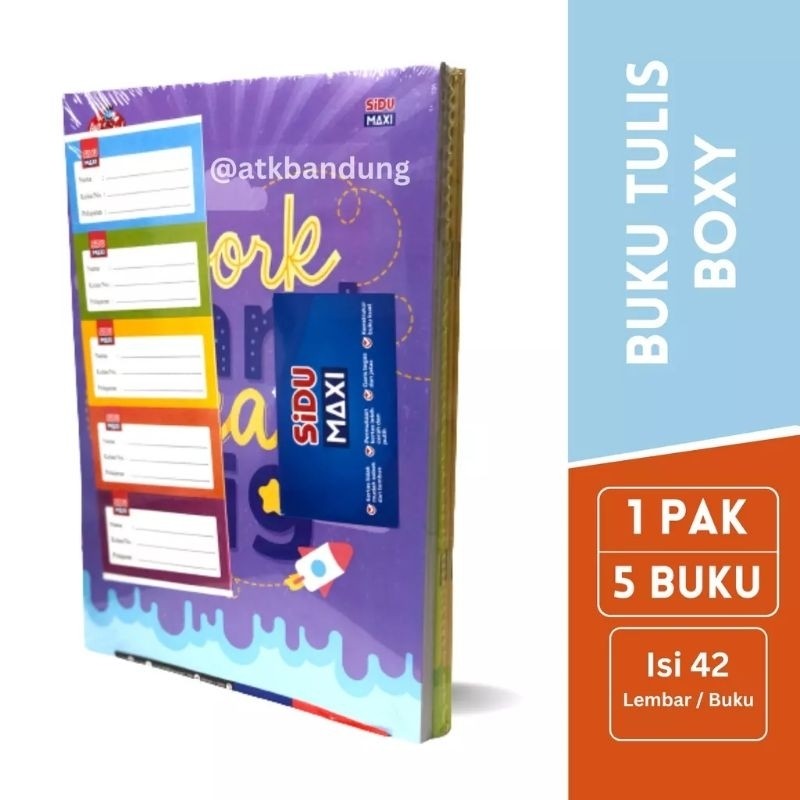 

(PERPAK) Buku Tulis SIDU 42 Lembar Maxi B5 Boxy- 1 Pak / 5 Buku