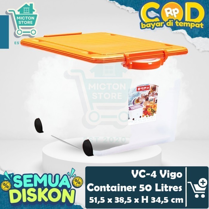 

HOMTON Lion Star VC-4 Vigo Container 50 Liter Kontainer Roda Box Kargo Krat Industri Baju Mainan Barang Serbaguna LionStar Plastik Berkualitas Murah Tahan Lama Anti Pecah Toples Penyimpanan Dapur Rumah Wadah Tempat Kotak Botol Keranjang Peralatan Makan
