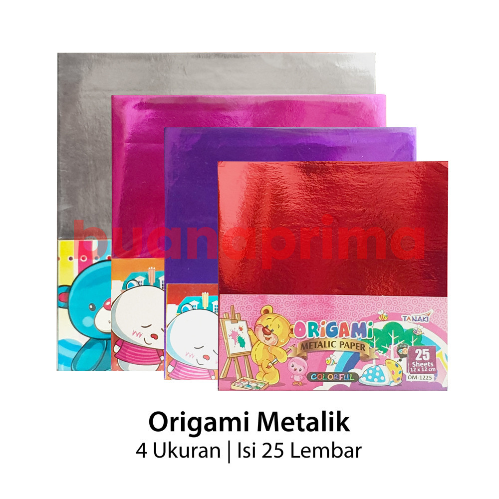 

ACEH.NBL 131704 Origami Metalik Tanaki 4 Ukuran Kertas Lipat 12x12 14x14 16x16 20x20 cm Kilat Metallic Timah