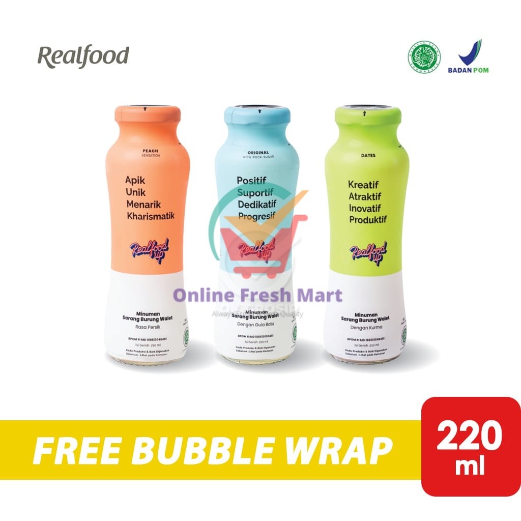 

Realfood Up Minuman Sarang Burung Walet dengan Gula Batu [Botol 220 ml] - Online Fresh Mart Denpasar