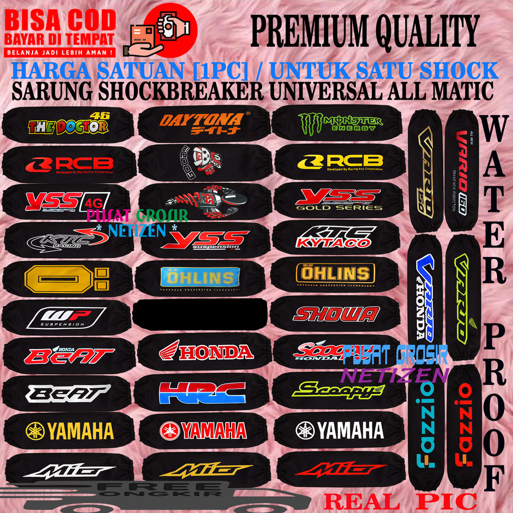 

[COD] sarung shock belakang cover shock belakang Showa RCB WP KTC Kytaco YSS Robot Ohlins Yamaha Nmax Aerox mio Honda Pcx Adv beat vario 150 vario 160 genio Cover Shockbreaker
