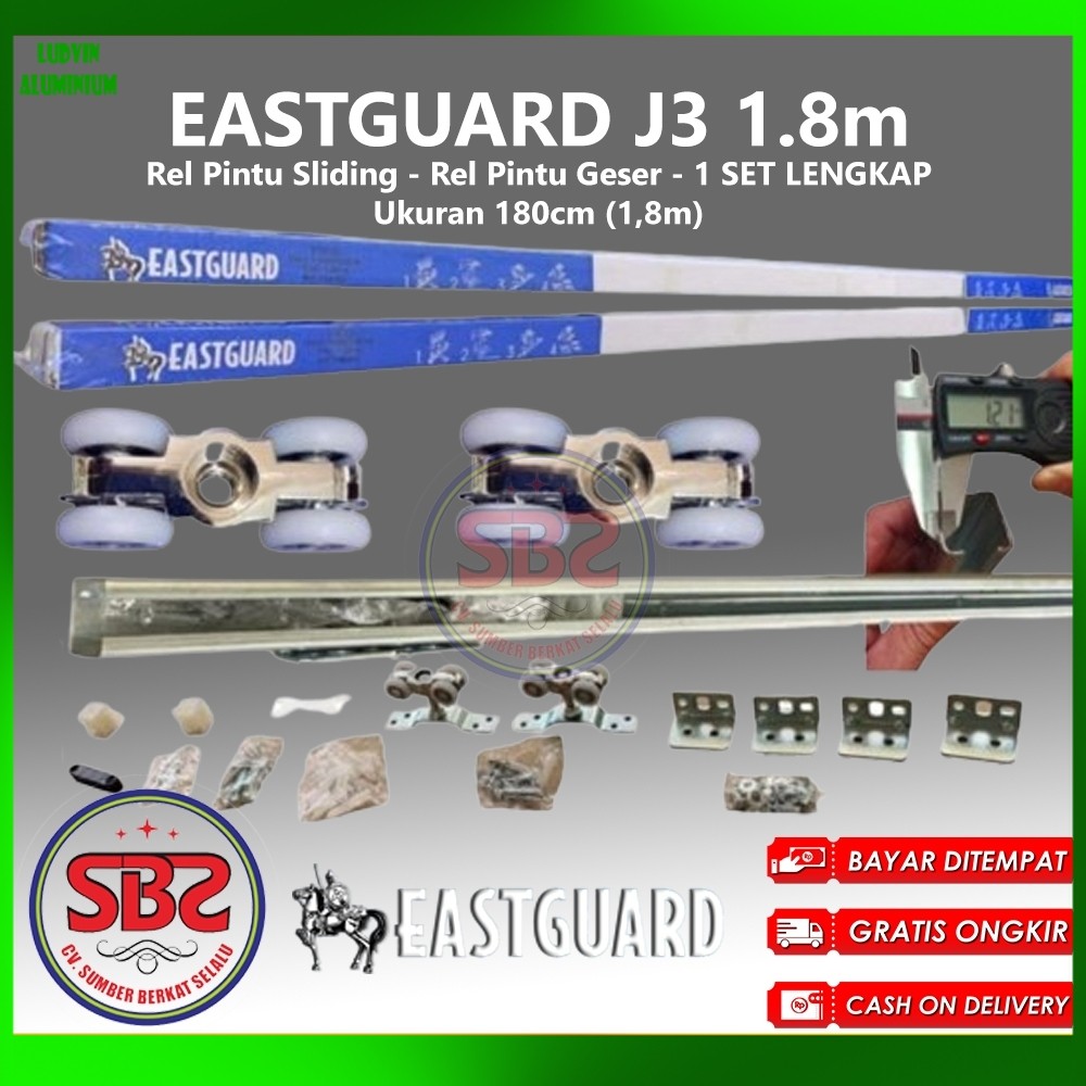 REL SLIDING J3 EASTGUARD - Rel Pintu Dorong - Sliding Rail Galvanis - Sliding Track - Rel Pintu 1.8m