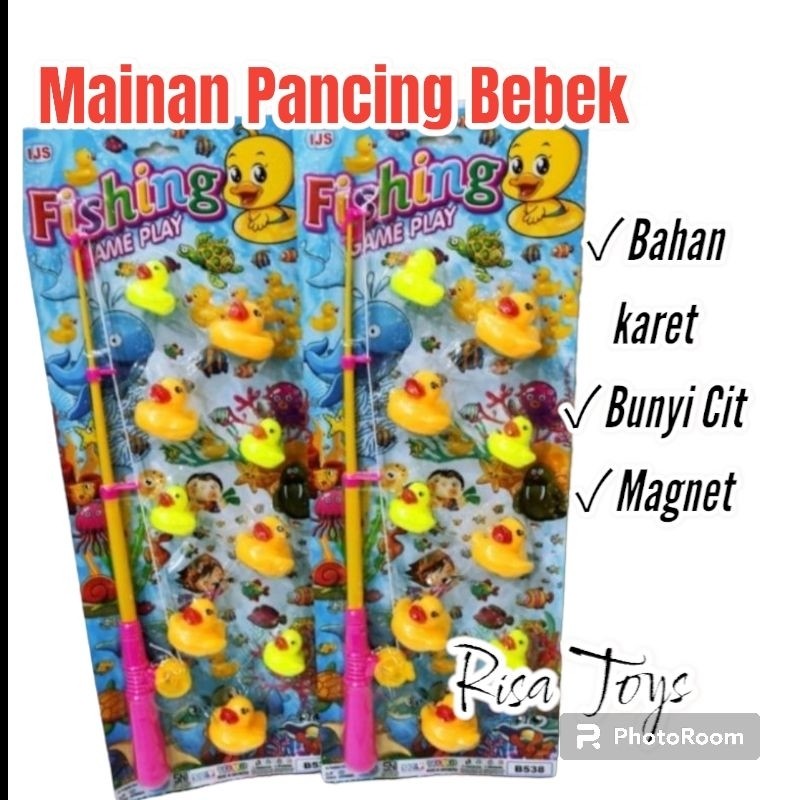 Mainan Pancing  bebek cit bunyi bahan karet, mainan pancing magnet bebek karet