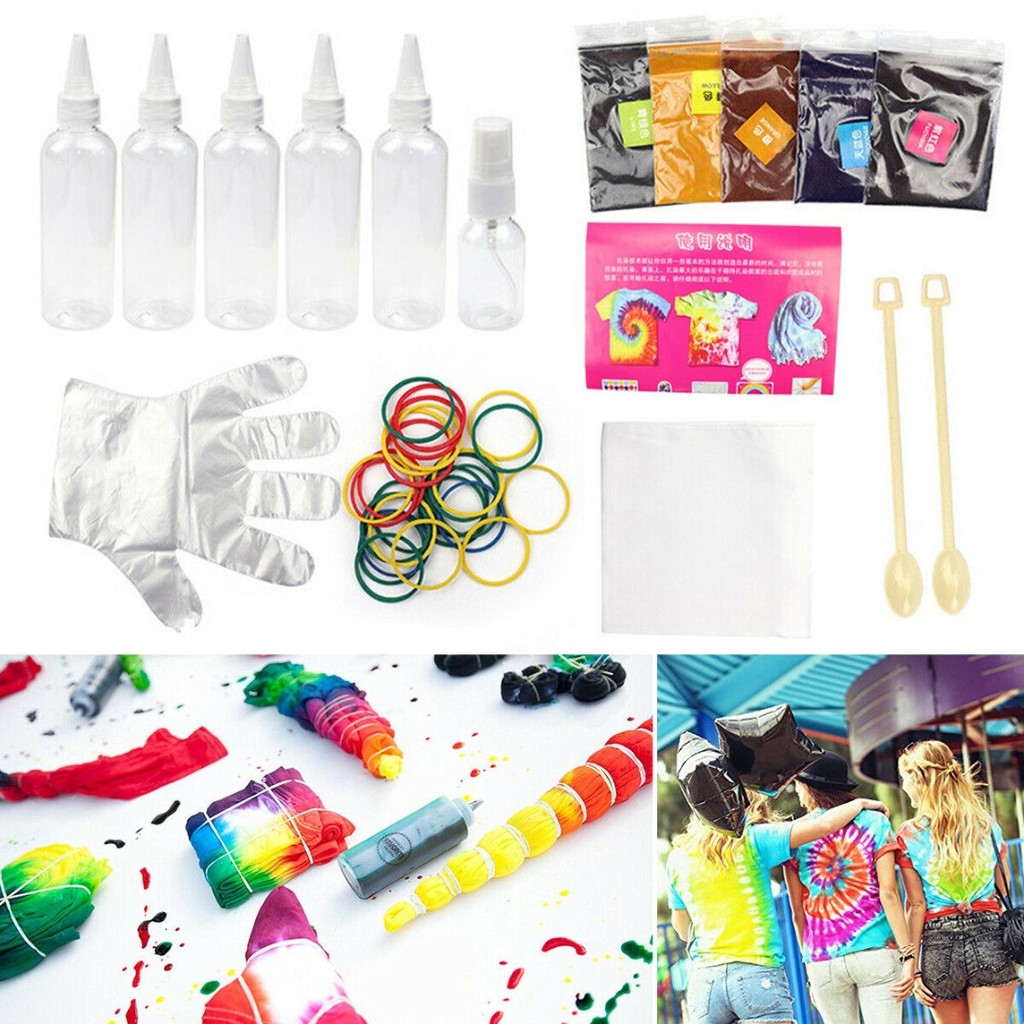 

New Tie Dye Kit with Gloves DIY Fabric Clothing Decorating Art For Adults Kids