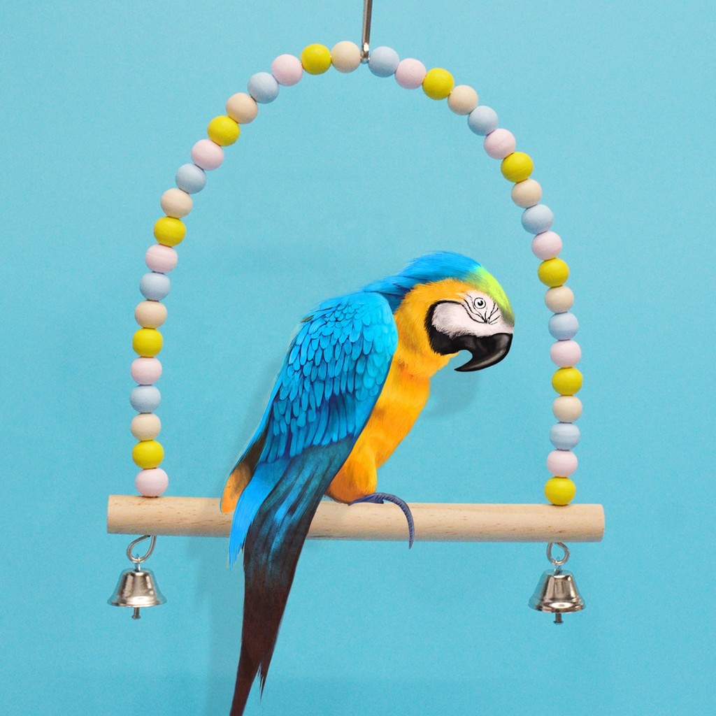 MIDEPET Wooden Bird Swing Perch Parrot Small Bird Hanging Toy