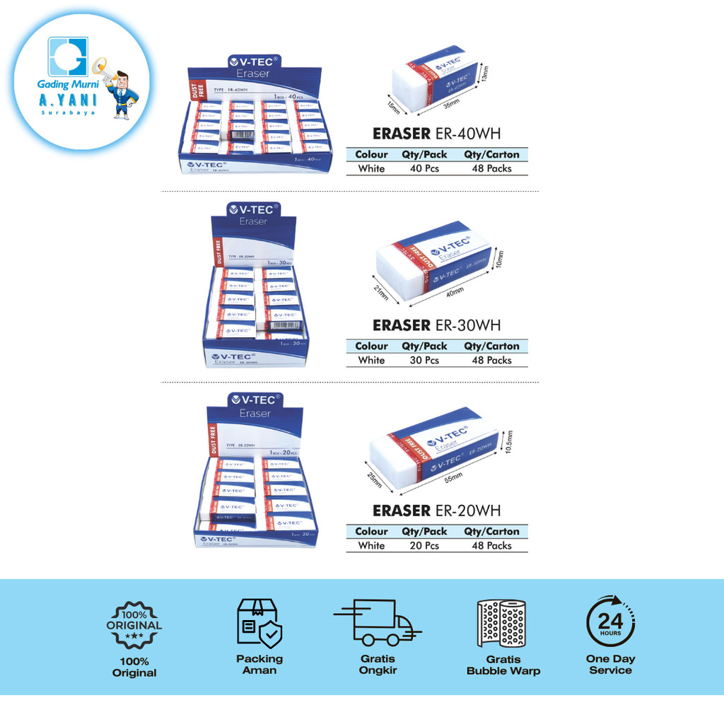 

V-TEC ERASER WHITE (SATUAN)