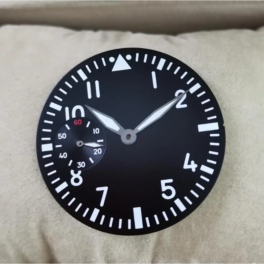 pilot no logo Watch parts black dial 39mm green luminous mechanical watch accessories Fits ETA6497 S