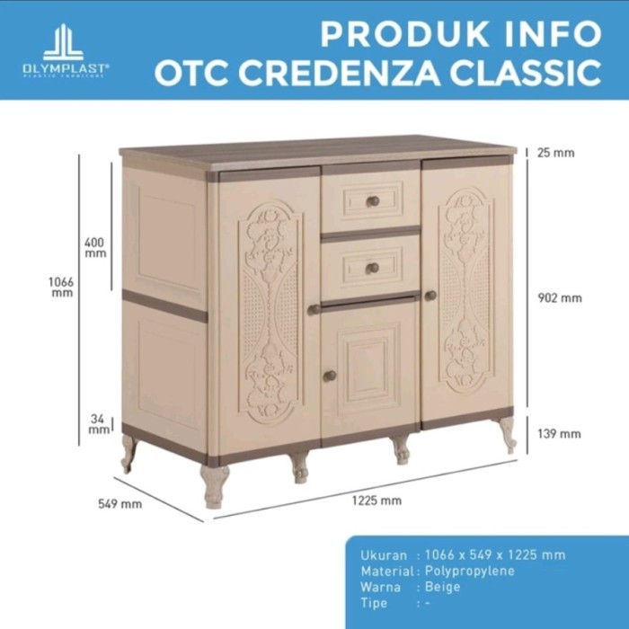 OTC CREDENZA CLASSIC OLYMPLAST / LEMARI KABINET PLASTIK SERBAGUNA / LEMARI PENYIMPANAN / OTC CREDENZ