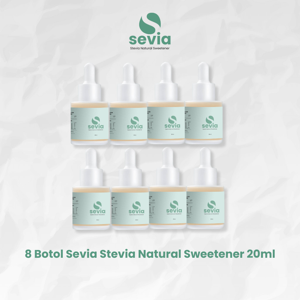 

8 Botol Sevia Stevia Natural Sweetener 20ml Pemanis Alami Pengganti Gula 0 Kalori dari Daun Stevia