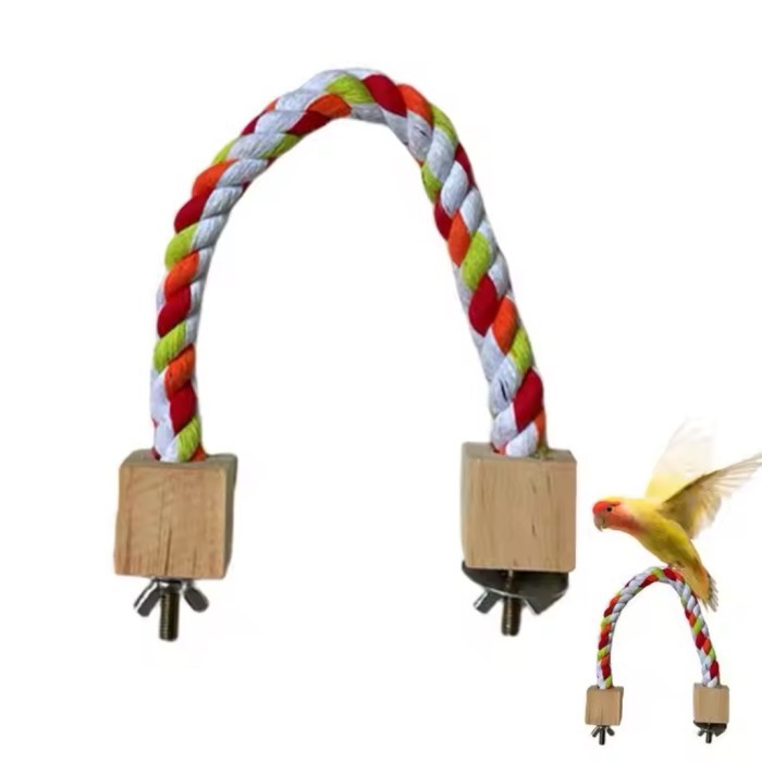 Tangkringan Tali Ayunan Mainan Burung Parrot LoveBird 30Cm Parrot Bite Toys Parrot Color Cotton Rope