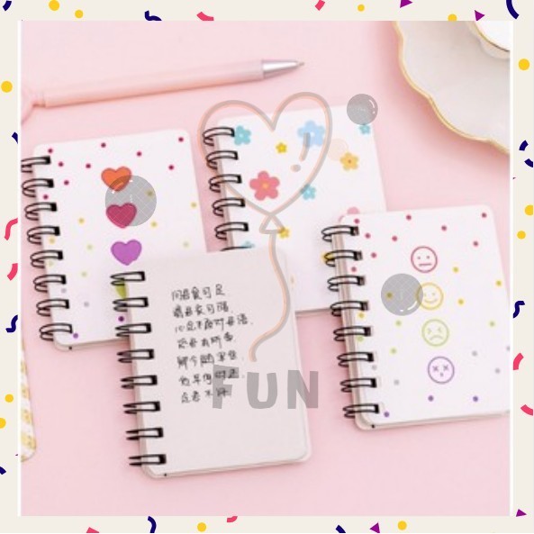 

FF PROMO - Notebook Ring A7 80 Lembar Motif Emoji Flower Untuk Anak Sekolah Unik Notepad Lucu Buku Tulis Ring