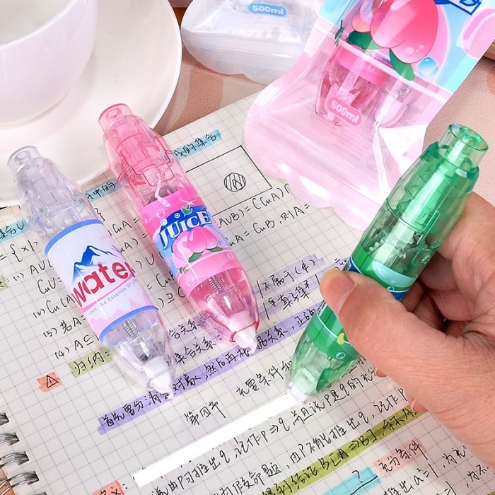 

[LOGU] Tipex Lucu kartun tekan model minuman Tip-ex kertas roll Correction Tape