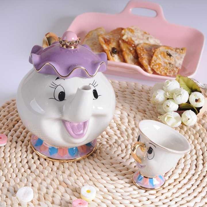 Kato Kogei Set Teko Cangkir Teh Mrs Potts Beauty and The Beast 500ml - LFGBEEC #HomeJakartaStoree
