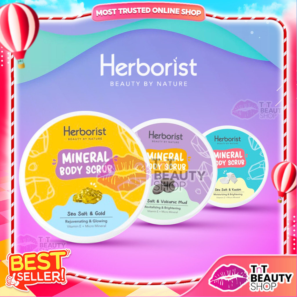 Herborist Mineral Body Scrub 200gr Sea salt - Kaolin - Volcanic Mud - Gold TnT Beauty Shop