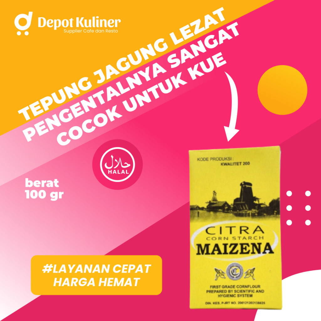 

Citra Maizenaku / Maizena / Tepung Pati Jagung /Corn Starch /MAIZENA 100 Gram