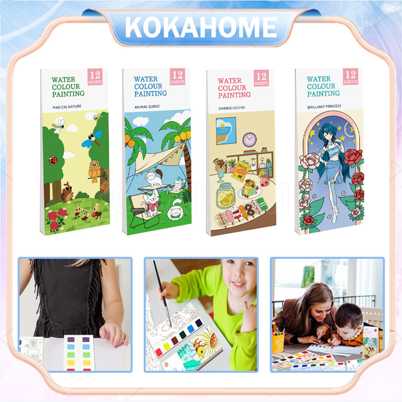 

buku mewarnai cat air/buku cat air/Buku Cat Mewarnai/paket lukis anak cat air buku cat mewarnai watercolour painting