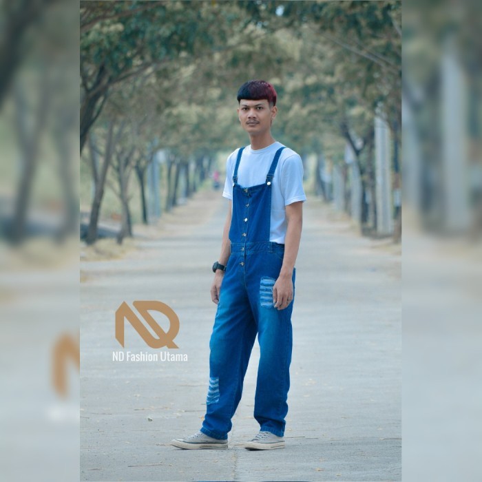 BAJU CELANA KODOK OVERALL JUMPER PRIA WANITA JEANS RIPPED SOBEK ROBEK - JUMBO