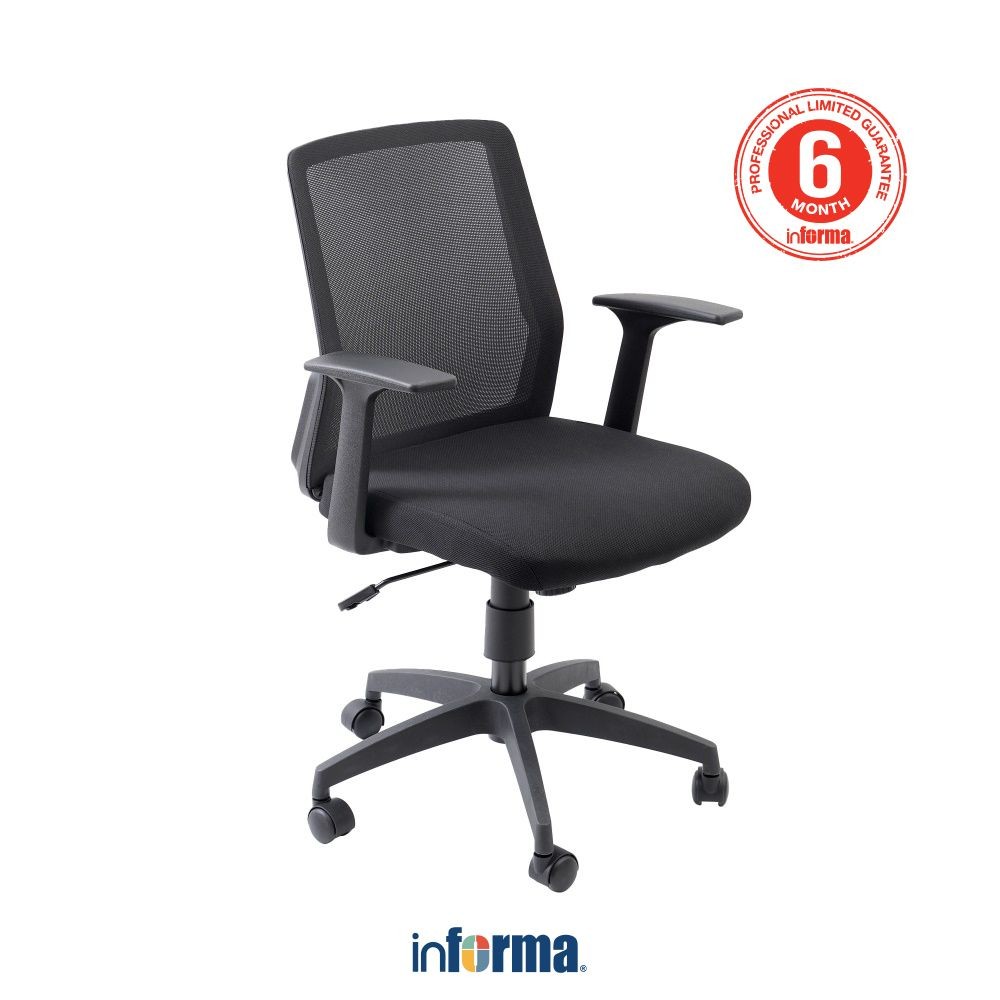 Informa Leo Kursi Kantor Sandaran Rendah - Hitam Tempat Duduk Kerja Dengan Roda Office Chair Kursi M