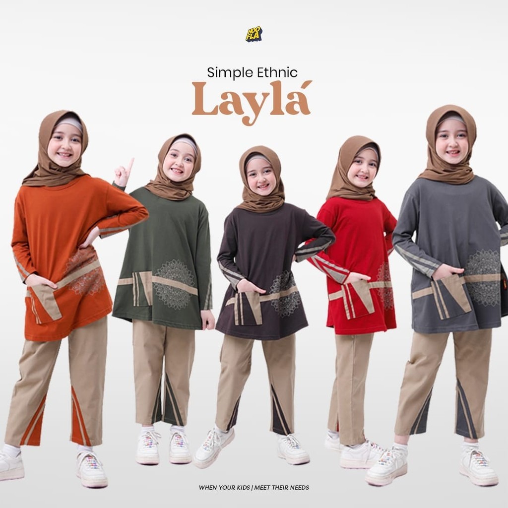 FawwazOShop - Pakaian One Set Layla Baju Anak Perempuan by Hooflakids