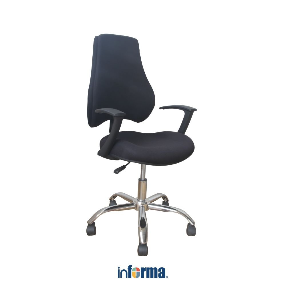 Informa Zenoa Kursi Kantor Sandaran Rendah - Hitam Tempat Duduk Kerja Dengan Roda Office Chair Kursi