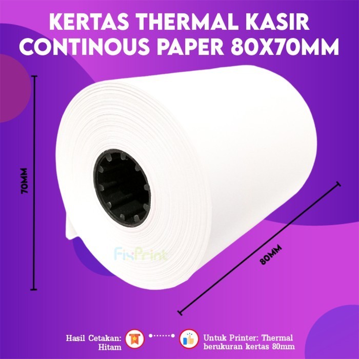 

FixPrint Continous Paper Roll EDC Thermal 80x70mm 80x80mm Kertas Struk Kasir 80x80mm 80x70mm