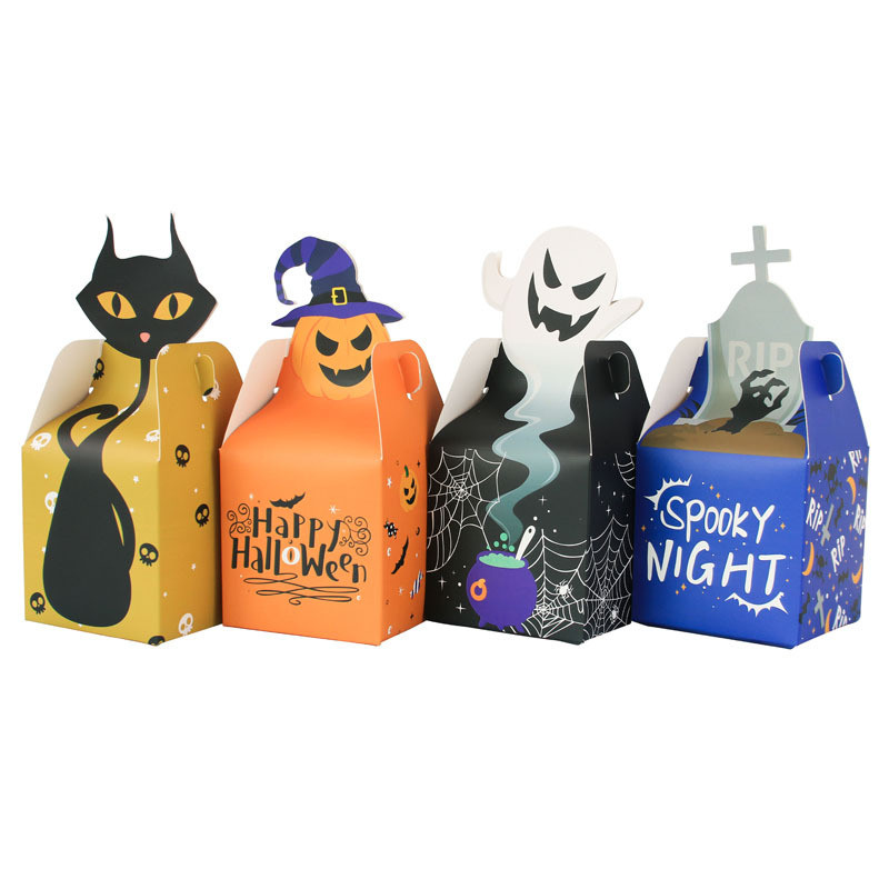 

12/24/36PCS Halloween Candy Box Horror Ghost Cat Pumpkin Cross Paper Gift Cookie Box Trick Treat for DIY Halloween Party Supply