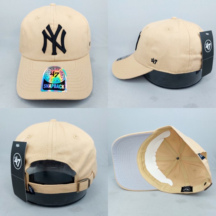 TOPI SNAPBACK MELENGKUNG NY YANKEES 47 COKLAT MUDA