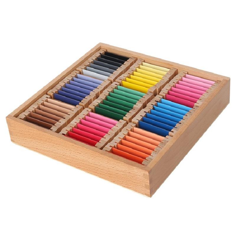 1/2/3 Color Board Wood Preschool Toy Montessori Sensorial Material Learning Color Tablet Box Educati