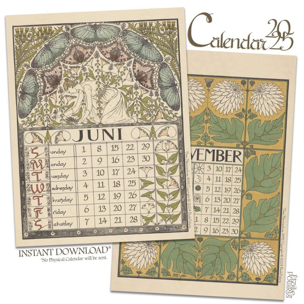 

Retro Art Nouveau 2025 Calendar Simple Office School Supplies Wall Calendar Knickknacks Schedule Planner
