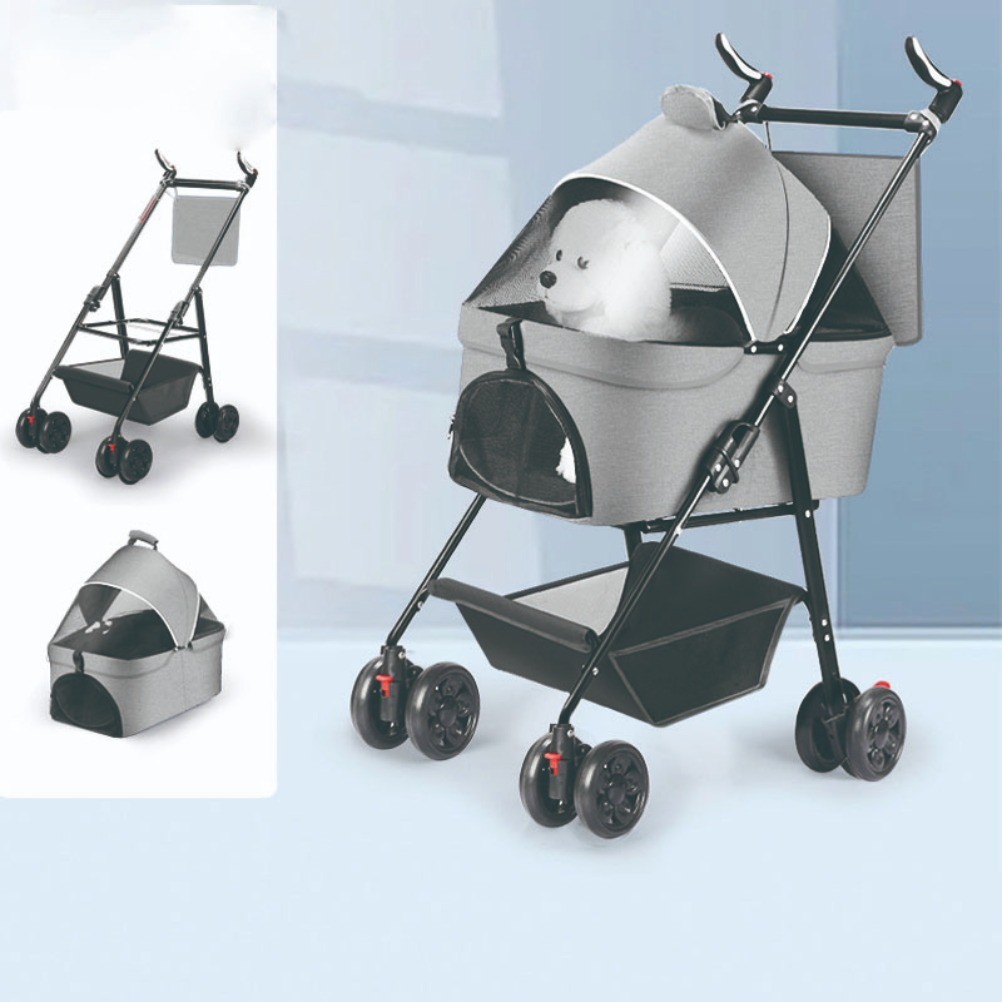 Dog Baby Stroller Portable Cat Dog Stroller Small Foldable Lightweight Outdoor Stroller Detachable P